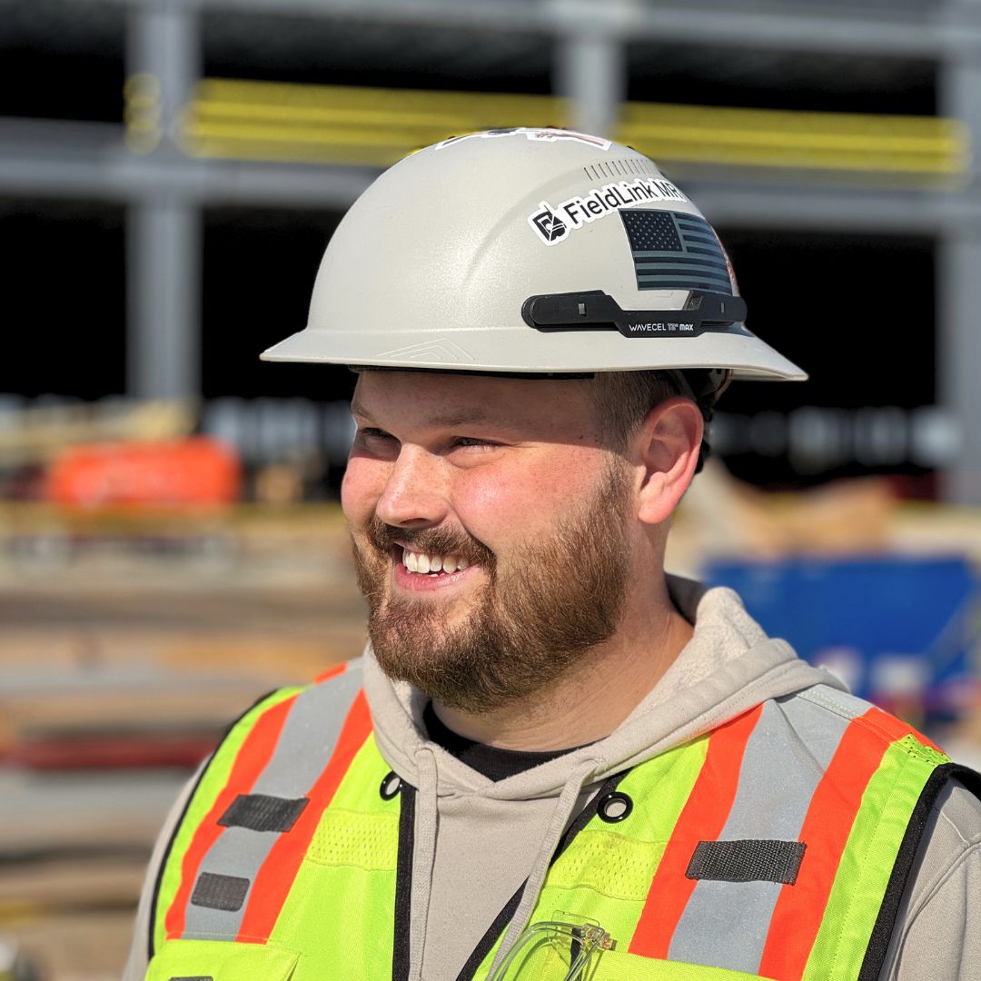 Tyler Campbell, founder of FieldProof, on a construction site